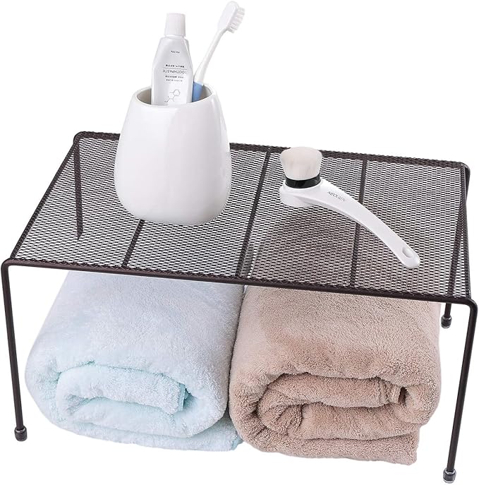 Expandable Stackable Kitchen Cabinet and Counter Shelf Organizer,Kitchen Shelves, Cabinet Organization,Bronze