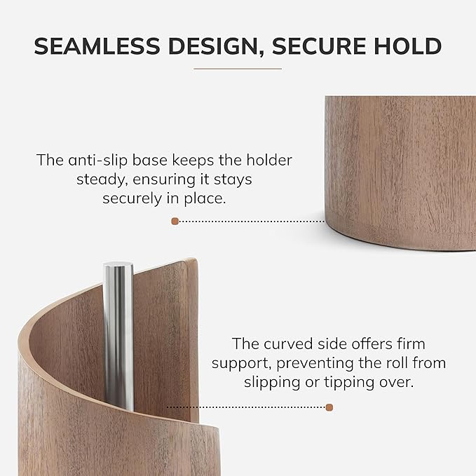 Anji Mountain Paper Towel Holder Countertop with Mango Wood Round Base and Iron Holder,Holder Stand for Kitchen Roll Organize,Wooden Paper Towel Holder for Kitchen Dining Table Home Decor