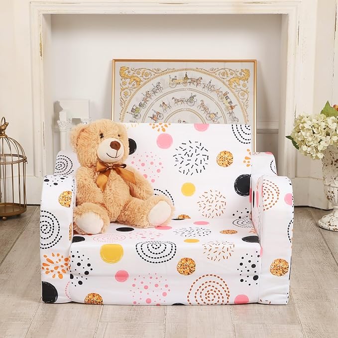 Firework Kids Sofa, 2-in-1 Kids Couch Fold Out, Convertible Sofa to Bed for Girls and Boys-NeatNest