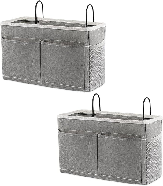 Bedside Hanging Storage Basket Headboards Bunk Beds Dorm Rooms Organizer Caddy for Storage (2Pack Grey)-NeatNest