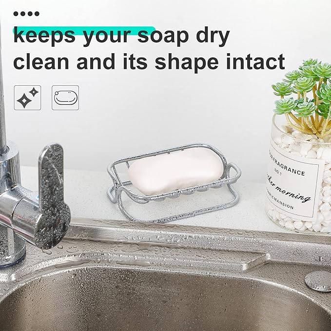 Bar Soap Dish Stainless Steel Shower Soap Holder Rust Proof Metal Soap Holder Self Draining Soap Sponge Holder Shelf Tray for Shower Bathroom Kitchen Sink-NeatNest