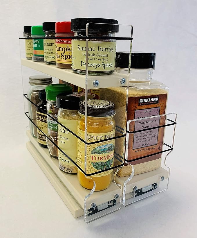 Vertical Spice Combo Spice Rack Drawer - Pull Out Pantry Organizers and Storage - Kitchen Cabinet Organizer - Seasoning Sliding Caddy - Made in USA (5.75" W x 9.25" H x 10.60" D, Assembled)