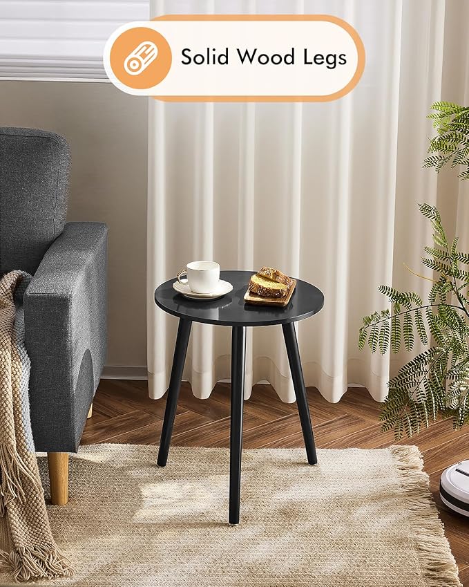Apicizon Black Round Side Table, Black End Table Bedside Table Nursery with Wood Legs, Nightstand for Living Room, Bedroom, 16.5 x 20.5 Inches-NeatNest