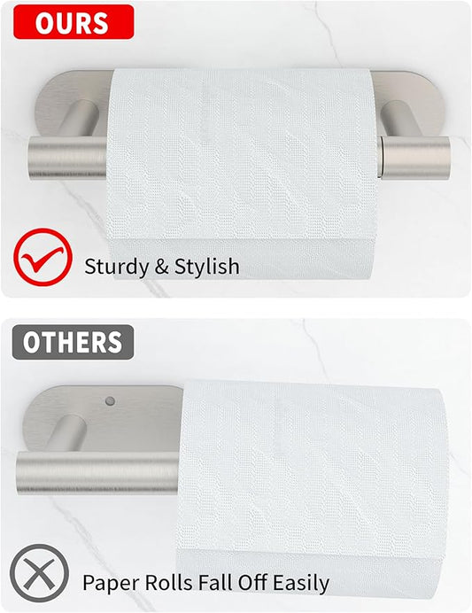 Brushed Grey Toilet Paper Holder Self Adhesive or Wall Mounted, SUS304 Stainless Steel Rustproof Adhesive Toilet Roll Holder no Drilling for Bathroom, Kitchen, Washroom (1 Pack, Brushed)-NeatNest