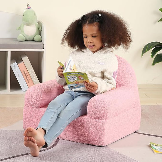 Comfy Toddler Chair, Kids Rainbow Couch for Boys and Girls, Pink Rainbow-NeatNest