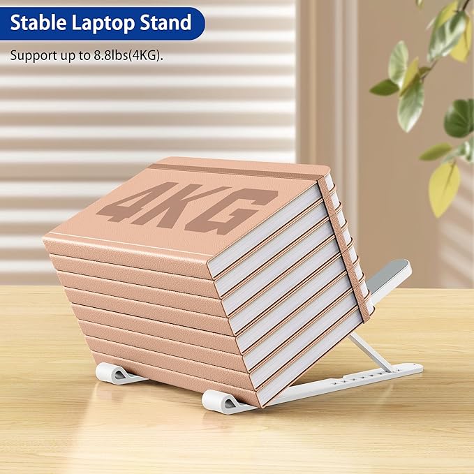 BESIGN LS01 Pro Ergonomic Laptop Stand, Plastic Laptop Riser, Portable and Adjustable Notebook Computer Holder Compatible with 10-15.6" Laptops (White)-NeatNest