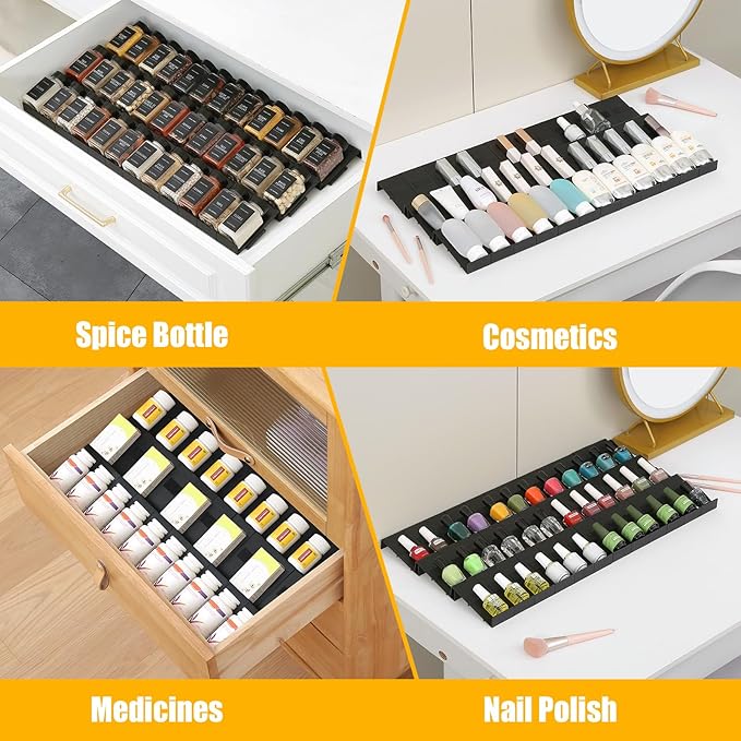 Famhap Spice Drawer Organizer, 36PCS Interlocking Expandable Seasoning Rack Tray Insert for Kitchen Drawers, Spice Rack Drawer for Spice Jars-NeatNest