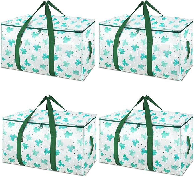 BALEINE 4-Pack Oversized Moving Bags with Reinforced Handles, Heavy-Duty Storage Tote for Clothes, Moving Supplies (Clover, 4-Pack)-NeatNest