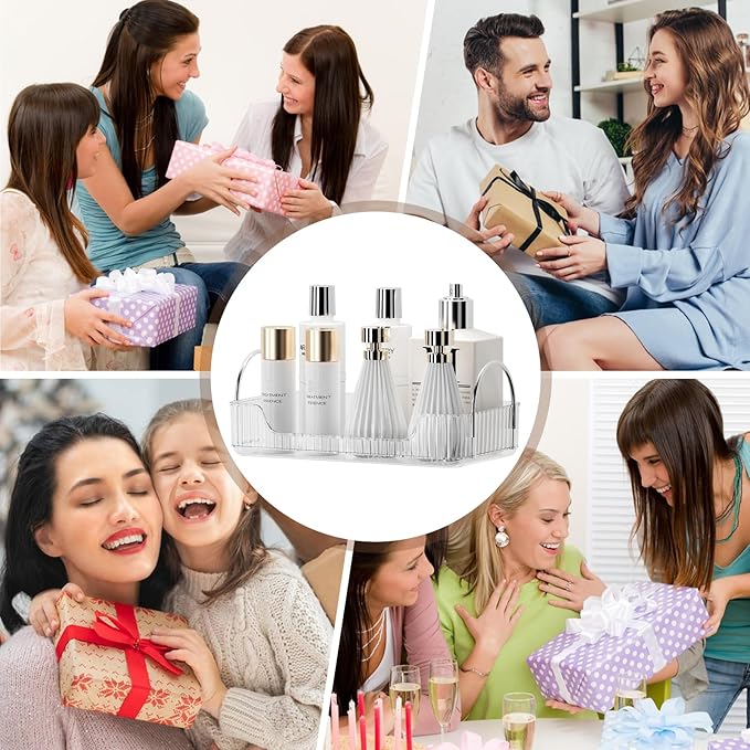 Clear Vanity Tray Organizer - 1 Tier for Bathroom Counter, Skincare & Makeup, Toiletries, Lotions, Perfumes-NeatNest