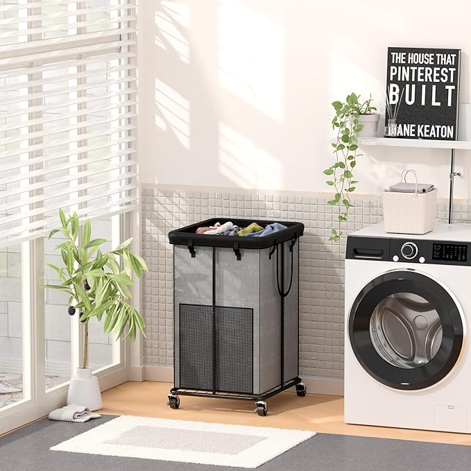 Laundry Basket 150L (39.6 gallons), Oxford Fabric Laundry Hampers, Metal Frame and Removable Bag Design with Wheels, Suitable for Bedroom, Bathroom, Dorm Room, Laundry Room (Cationic)