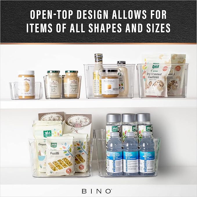BINO | The SOHO Collection Plastic Storage Bins, X-Small - 2 Pack, Clear | Pantry and Fridge Organizer Containers, Kitchen Cabinet and Medicine Cabinet Bins-NeatNest