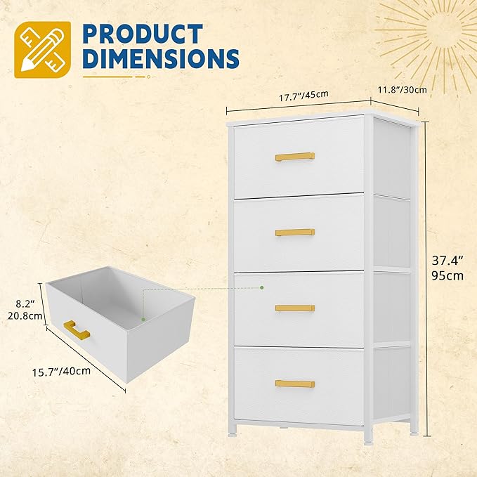 DWVO Dresser with 4 Drawers - Fabric Storage Tower, Organizer Unit for Bedroom, Living Room, Hallway, Closets-NeatNest