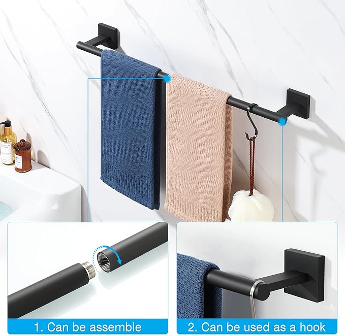 Towel Bar for Bathroom, 24 Inch Towel Rack Wall Mounted, SUS304 Stainless Steel Heavy Duty Towel Holder for Bathroom Laundry Room Hotel Modern Home Decor
