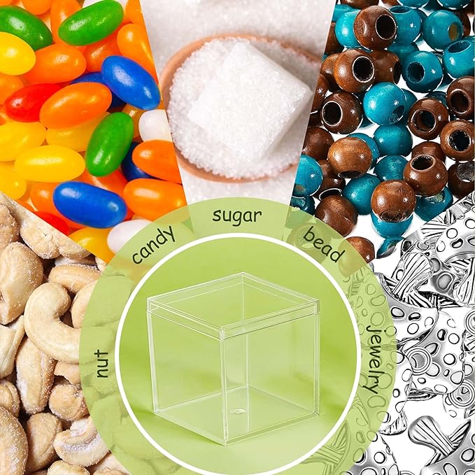 Blulu 8 Pieces Clear Acrylic Plastic Jewelry Box Mini Storage Box Mini Cube Containers with Lids for Candy Pill and Tiny Jewelry(Square,2.2 x 2.2 x 2.2 Inch)-NeatNest