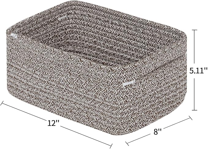 CubesLand Woven Basket for Organizing/Storage,Cube Shelf Closet Storage Baskets Bins,Long-lasting &Skin-friendly Toy Storage Basket,Stylish Room Decor Basket,Rope Basket,Mixed Brown Basket for Shelves-NeatNest