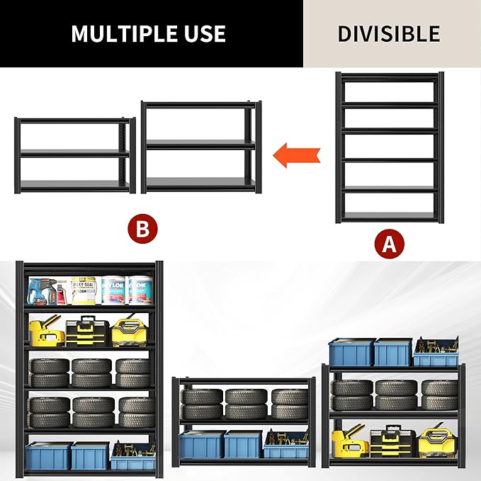 82" H Heavy Duty Garage Shelving 3000LBS Storage Shelves Adjustable 6 Tier Metal Shelving Unit, Industrial Utility Rack for Garage, Workshop, Basement, Home Office 82" H*48W*18D-NeatNest
