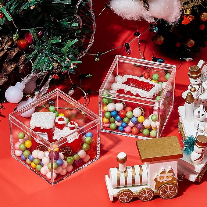 Blulu 8 Pieces Clear Acrylic Plastic Jewelry Box Mini Storage Box Mini Cube Containers with Lids for Candy Pill and Tiny Jewelry(Square,2.2 x 2.2 x 1.8 Inch)-NeatNest