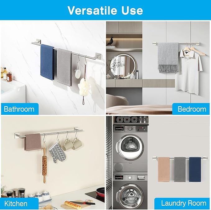 Towel Bar for Bathroom, 32 Inch Towel Rack Wall Mounted, SUS304 Stainless Steel Heavy Duty Towel Holder for Bathroom Laundry Room Hotel Modern Home Decor