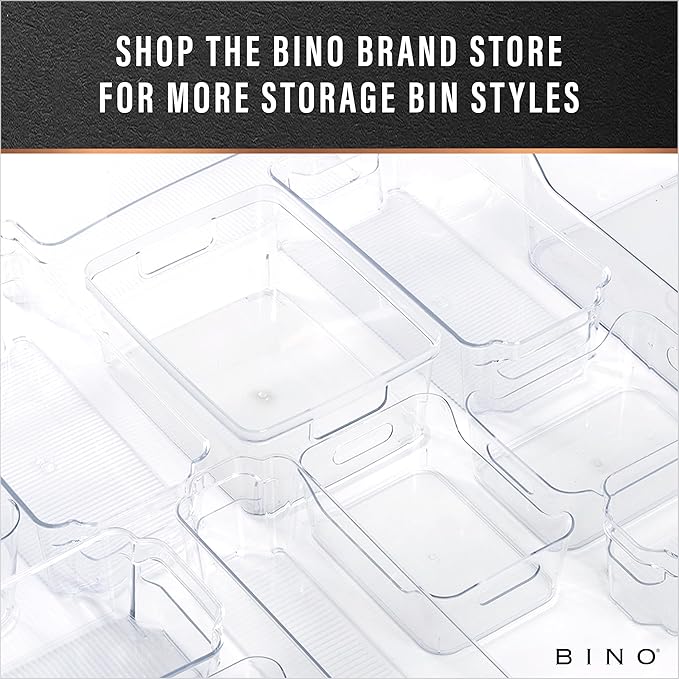 BINO | Plastic Storage Bins, Medium - Deep | THE HANDLER COLLECTION | Multipurpose Organizer Bins | Kitchen Pantry Organizers and Storage | Clear Containers for Organizing Home | Freezer Organizer-NeatNest