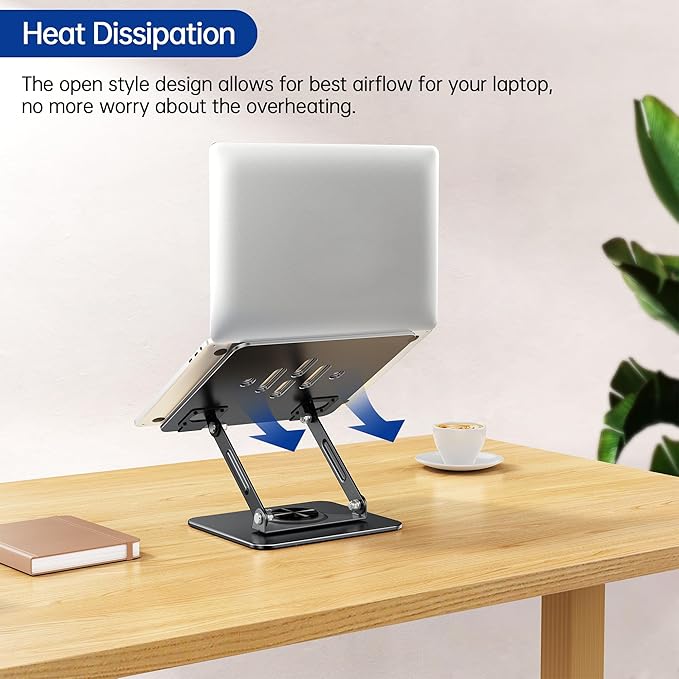 BESIGN LS11 Laptop Stand with 360° Rotating Base, Ergonomic Adjustable Notebook Holder, Riser Holder Computer Stand Compatible with Air, Pro, Dell, HP, Lenovo More 10-14" Laptops (Black)-NeatNest