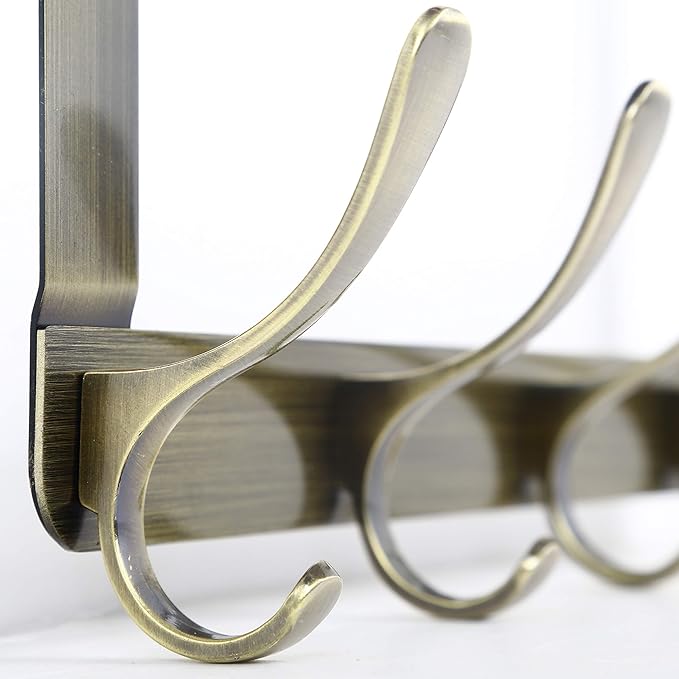 SKOLOO Over The Door Hook, Door Hanger Hooks for Hanging Clothes, Towels, Coats, Hats, Over The Door Towel Hook - Bronze, Assembly Required