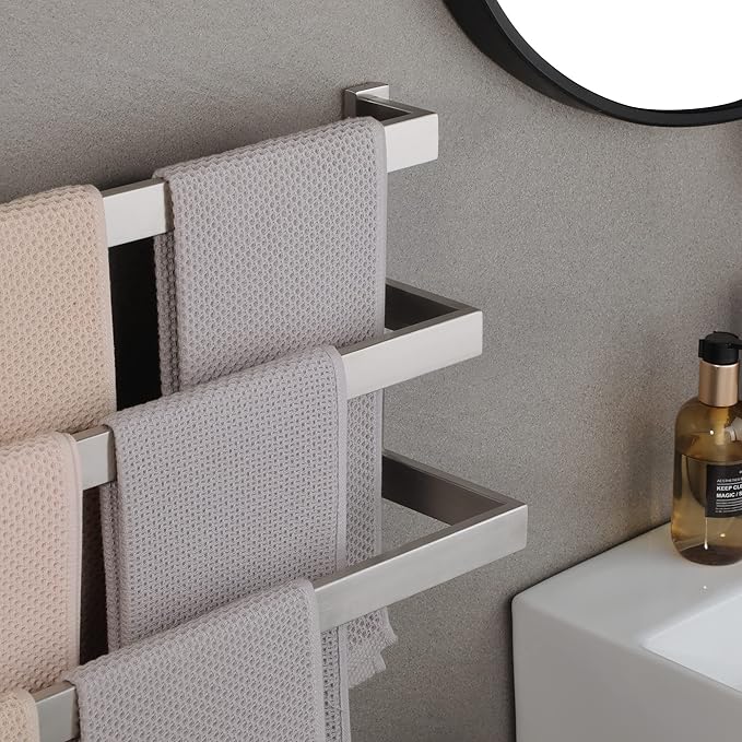 Alise Bath 3 Towel Bars Towel Racks for Bathroom Lavatory Wall Mount,Towel Hanger SUS304 Stainless Steel Towel Holder Towel Rail 23.2 Inch,Brushed Nickel,GOY003-LS