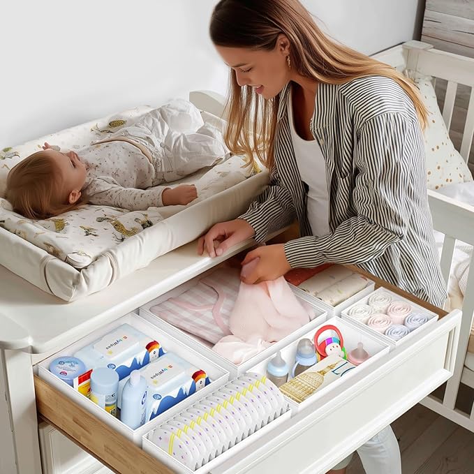 DIMJ Drawer Organizer Clothes - 20 Pack Closet Drawer Organizer Bins for Baby Clothes Storage, Fabric Dresser Organizer for Nursery Bedroom, Foldable Small Drawer Dividers for Underwear Socks-NeatNest