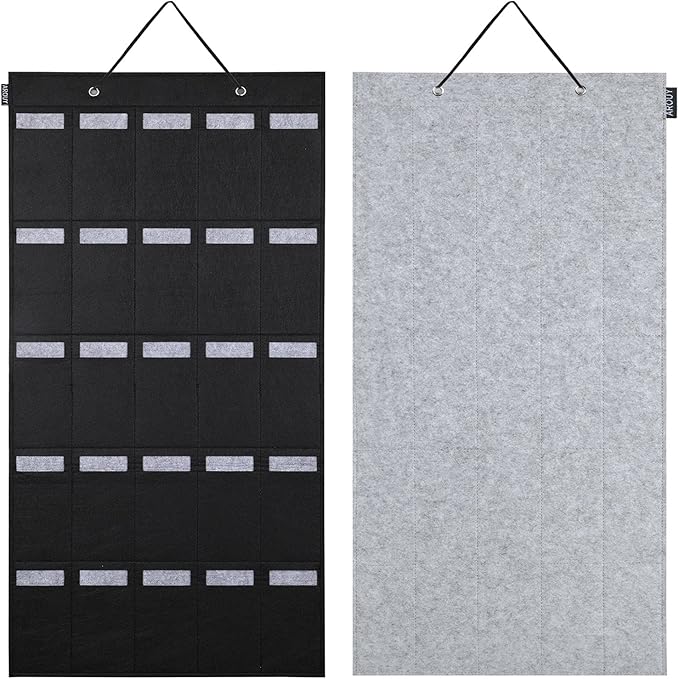 AROUY Sunglasses Organizer Storage, Hanging Wall Pocket Glasses Organizer - 25 Felt Slots Sunglass Organizer Holder Eyeglass Display with Sturdy Rope (Black, Large)-NeatNest