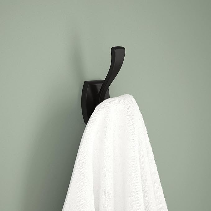 Delta Dansant (1-Pack) Towel Hooks Matte Black Double J Wall Mounted for Robes 2-Prong Holder, Bathroom Accessories DAN35-MB-NeatNest