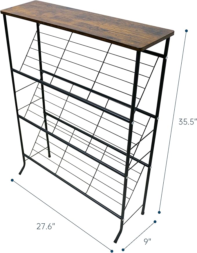 Narrow Shoe Rack for Front Door Entrance,4-Tier Shoes Rack Storage Organizer with 3 Slanted Shelves and Top Shelf for Entryway,Skinny Space Saving Shoe Rack, Black-NeatNest