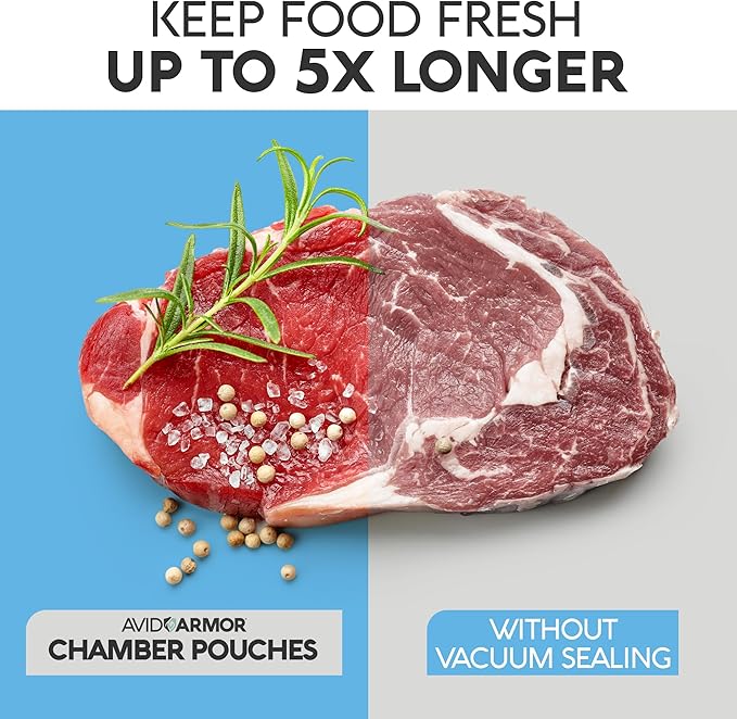 Avid Armor Chamber Vacuum Sealer Bags – Heavy Duty, BPA-Free, Pre-Cut Chamber Vacuum Bags for Food Preservation, Freezer Storage, Sous Vide and more, 250/Pack (6x10) – Multi-Use Vacuum Bags