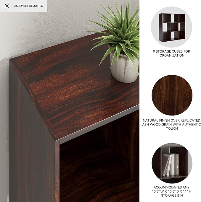 Signature Design by Ashley Glosmount 9 Cube Storage Organizer or Bookcase, Cherry & Light Brown