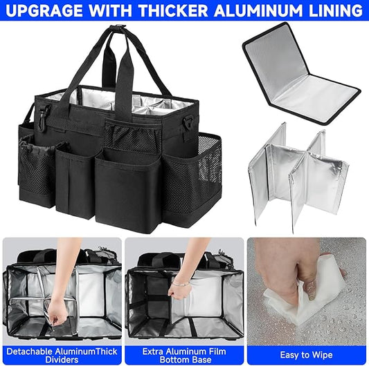 Cleaning Caddy Bag, Cleaning Supplies Organizer for Housekeepers, Housekeeping Caddy with Handle and Detachable Padded Cushion, Black-NeatNest