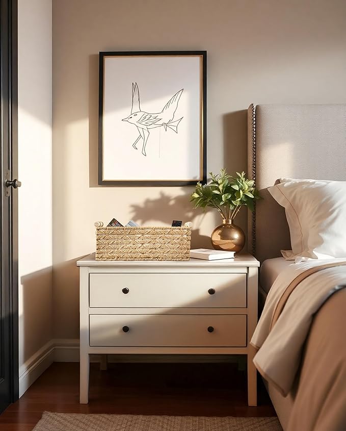 DECOMOMO Wicker Storage Basket, Back of Toilet Basket, Bathroom Organizer, Toilet Tank Tray, Countertop, Home Decor (Beige, Set of 2)-NeatNest