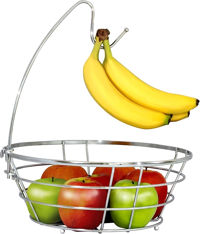 Deco Brothers Fruit Bowl with Banana Holder, Chrome-NeatNest