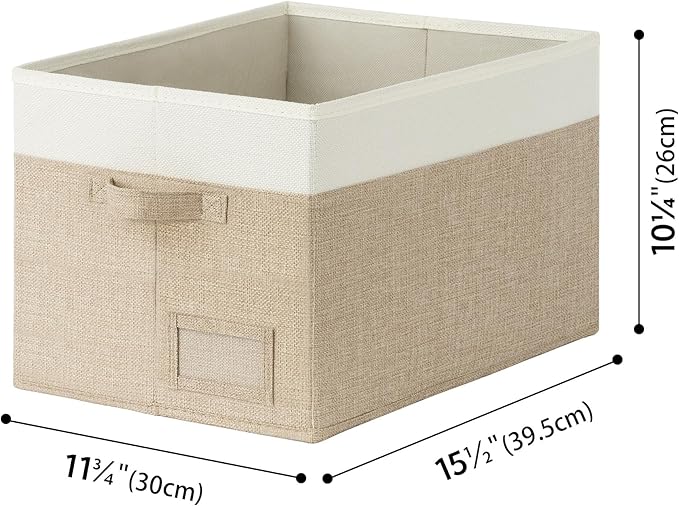 GRANNY SAYS Closet Storage Bins, Fabric Storage Baskets, Large, Khaki & Ivory, 3-Pack