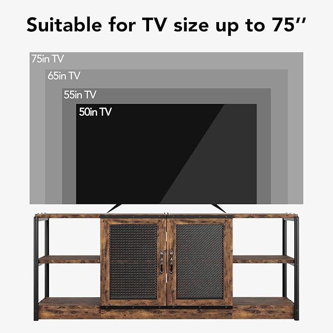 CABIHOME Farmhouse TV Stand for 65/75 inches TVs, Entertainment Center with Storage Cabinet and Mesh Doors, Industrial TV Media Console Cabinet Table, Media Furniture for Living Room, Vintage-NeatNest