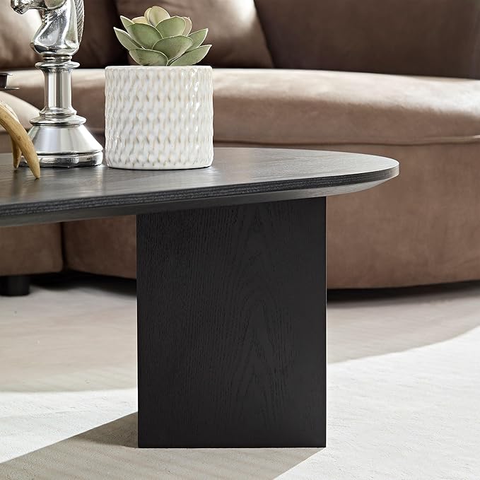 KEVINSPACE W39.37 Oval Coffee Table for Living Room Home ModernCoffeeTable with Design CoffeeTable Legs Wood Accent Center Table Mid Century Minimalist Tea Table Cocktail Table Office Black
