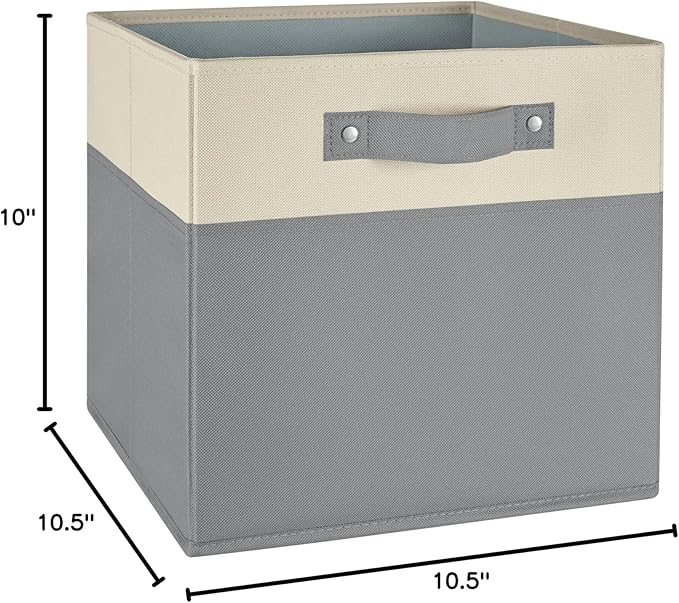 RiverRidge Kids storage bins - 10.5 Cube Storage Organizer with Handles – Gray Two-Tone closet organizers and storage for Toys, Shoes & More - Fits RiverRidge Cabinets