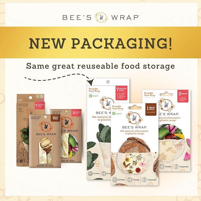 Bee's Wrap Beeswax Wraps for Food - Garden Party 3 Pack (S, M, L) Made in USA Reusable & Organic Food Wraps, Sandwich Wrap & Bowl Covers - Eco-Friendly Alternative to Aluminum Foil & Plastic Wrap-NeatNest