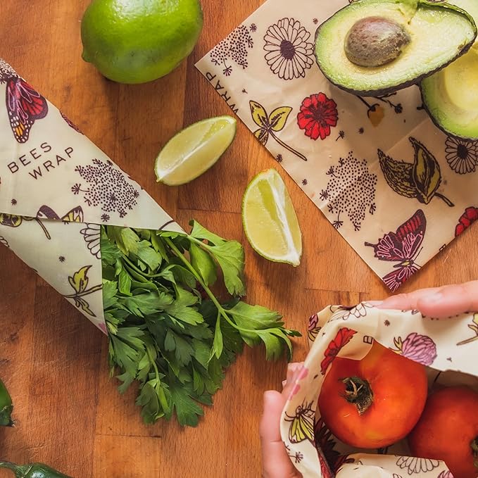 Bee's Wrap Vegan Beeswax Wraps for Food - Assorted 7 Pack (2S, 2M, 2L, & 1 Bread) Made in USA Reusable & Organic Food Wraps & Bowl Covers - Eco-Friendly Alternative to Aluminum Foil & Plastic Wrap-NeatNest