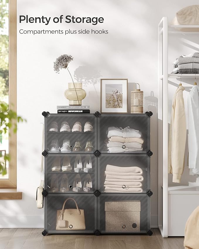 SONGMICS Shoe Rack Organizer, 6-Tier Shoe Storage Cabinet for Closet and Entryway, Holds 24 Pairs of Shoes, Adjustable, Black ULPC033B01-NeatNest
