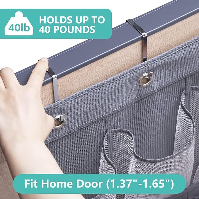 MISSLO 28 Large Pockets Hanging Shoe Rack Door Shoe Organizer Hanging Shoe Storage Hanger for Closet Mesh Holder, Grey-NeatNest