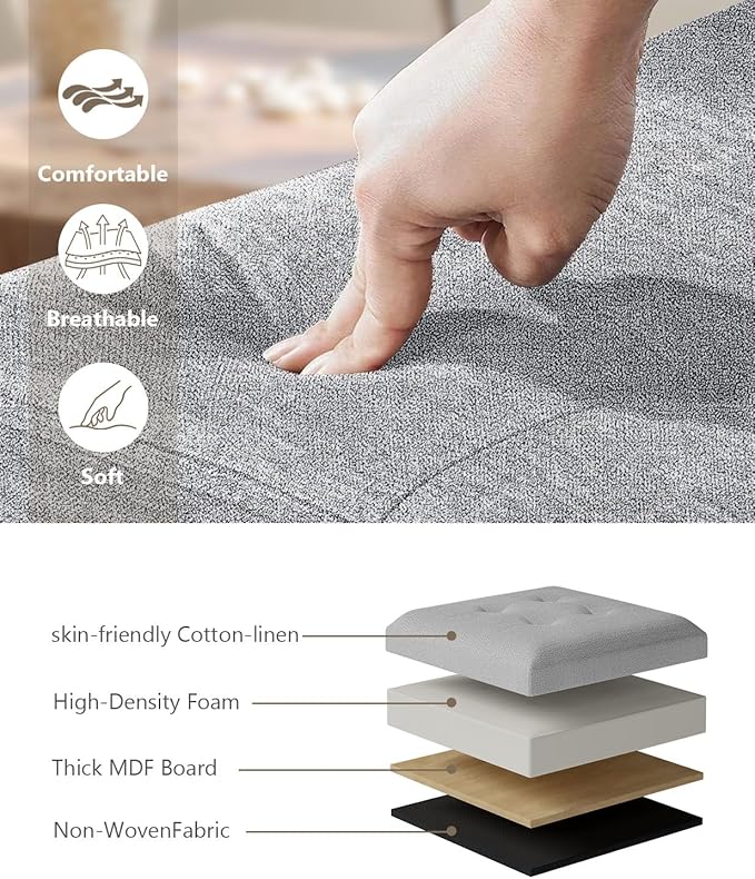 Folding Storage Ottoman Bench, Multi-Functional Ottoman Footrest, End of Bed Bench, Storage Chest for Living Room, Bedroom, Hallway, Entryway, Holds Up to 700 lbs (Dark Gray, 30 Inches)