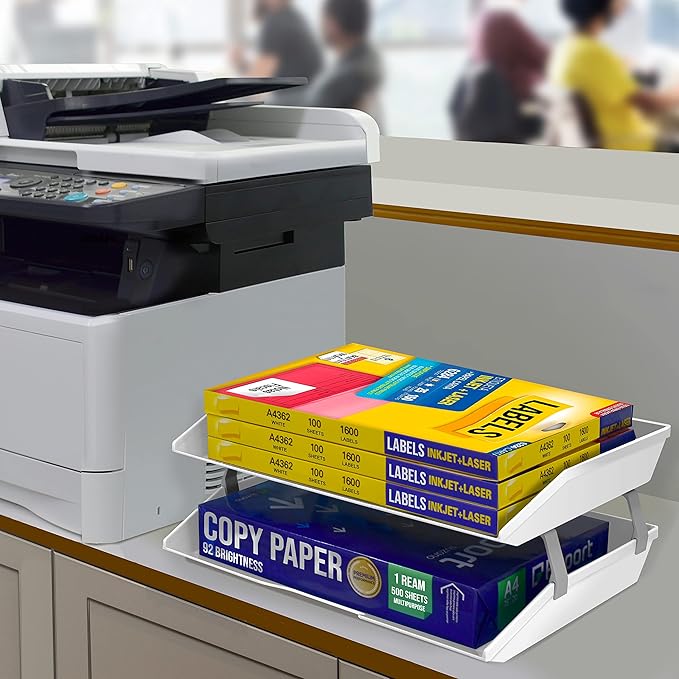 Acrimet Facility 2 Tier Letter Tray, Side Load, Letter Size/A4, Desktop File Organizer, Plastic (White Color)-NeatNest
