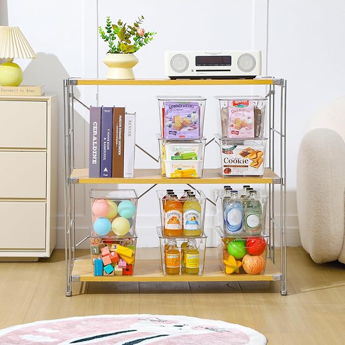 6 Pack Clear Storage Bins with Lids, 7 Quart Stackable Storage Boxes for Storage and Organization, Plastic Storage Containers with Lids, Plastic Bins with Handles for Office, Bedroom, Study Room-NeatNest