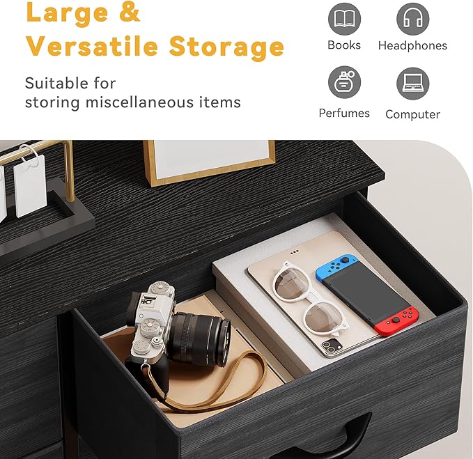 DWVO 10 Drawer Dresser - Fabric Storage Tower, Organizer Unit for Living Room, Hallway, Closets - Sturdy Steel Frame, Wooden Top & Easy Pull Fabric Bins-NeatNest