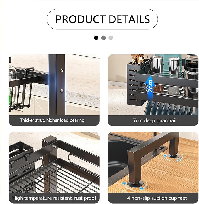 Dish Rack Over Sink Kitchen Above Sink Shelf Dish Drying Rack 2 Tier Large Capacity 82cm/32in