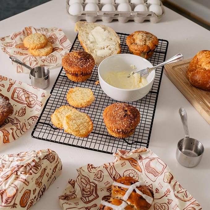 Bee's Wrap Beeswax Wraps for Food - Bakery Lane 3 Pack (S, M, L) Made in USA Reusable & Organic Food Wraps, Sandwich Wrap & Bowl Covers - Eco-Friendly Alternative to Aluminum Foil & Plastic Wrap-NeatNest