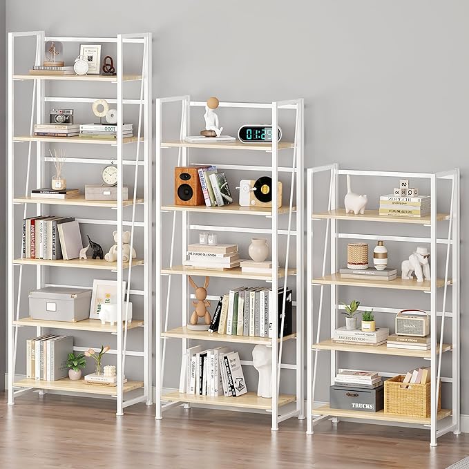 BHG Vintage Multifunctional Folding Bookshelf, No-Assembly Plant Stand Storage Rack Shelves for Home Office-NeatNest